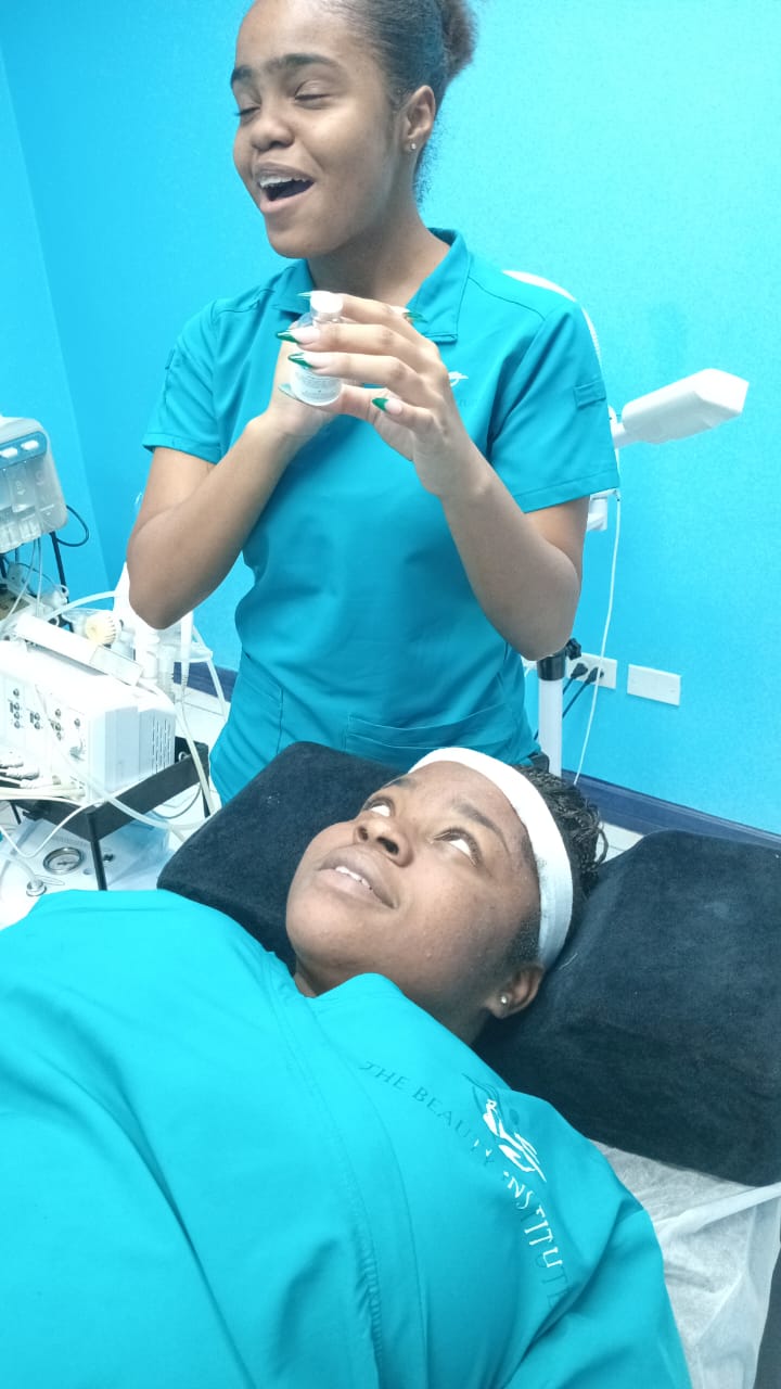 Skincare training in session